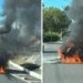 Carro fica destruído após pegar fogo na Avenida Magalhães Neto