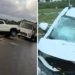 Carro perde controle e bate em poste na Estrada do Derba