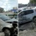 Carro quebra mureta e fica pendurado em viaduto próximo à Arena Fonte Nova